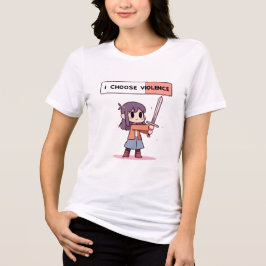 Camiseta Cute "I Choose Violence" Pixel Art Girl with Sword