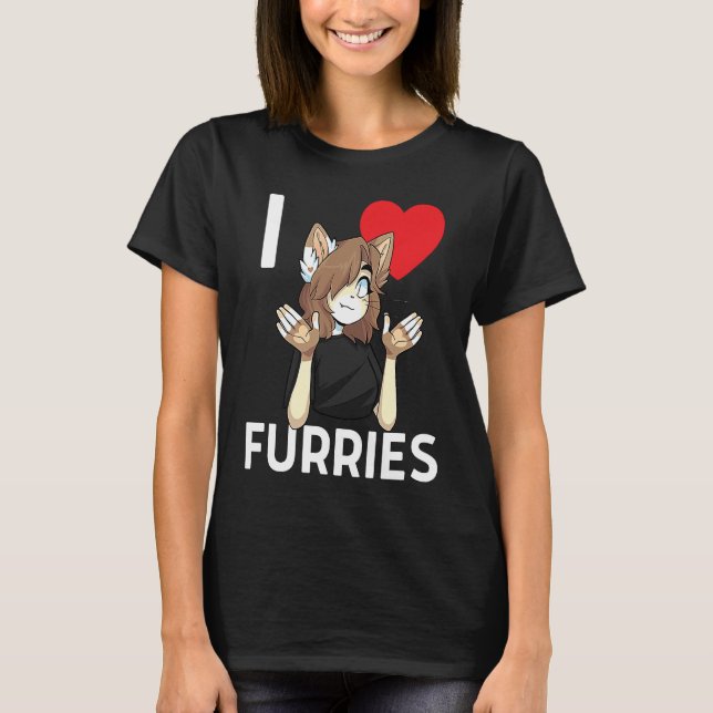 Camiseta Cute I Heart Furries Furry Fandom Love (Frente)