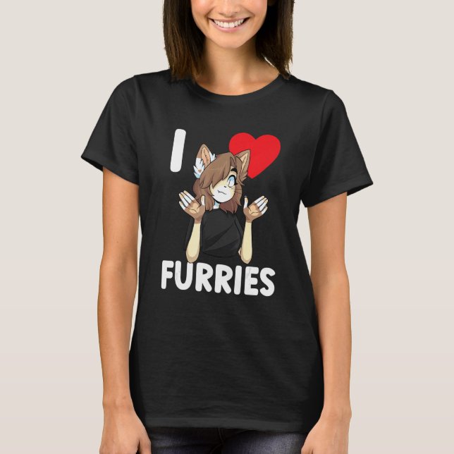 Camiseta Cute I Heart Furries Furry Fandom Love 2 (Frente)