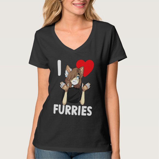 Camiseta Cute I Heart Furries Furry Fandom Love 2 (Frente)