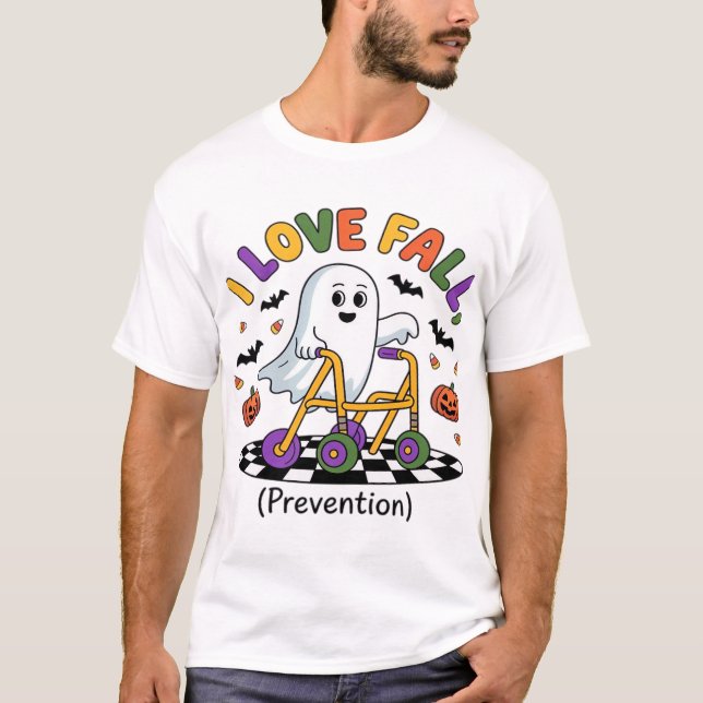 Camiseta Cute I Love Fall Prevention Physical Therapy Ghost (Frente)