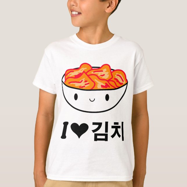 Camiseta Cute I Love Kimchi South Coreano Roupa com Ideia (Frente)