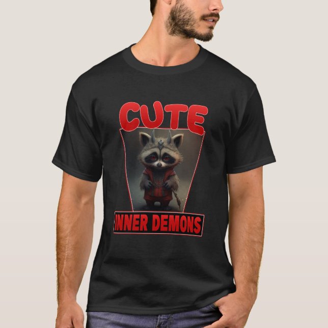 Camiseta Cute Inner Demons  Trash Panda Devil Raccoon (Frente)