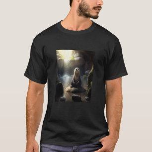 Camiseta Cute instrutor de yoga de lontra fazendo meditação