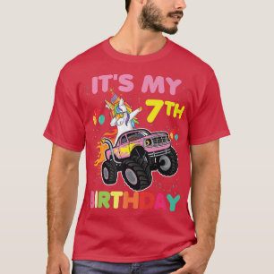 Camiseta Cute It's My 7th Birthday I'm Seven Unicorn Monste