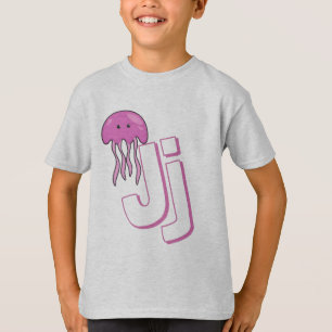 Camiseta Cute J Para Jelly Fish - Crianças Inglês ABCD Alfa