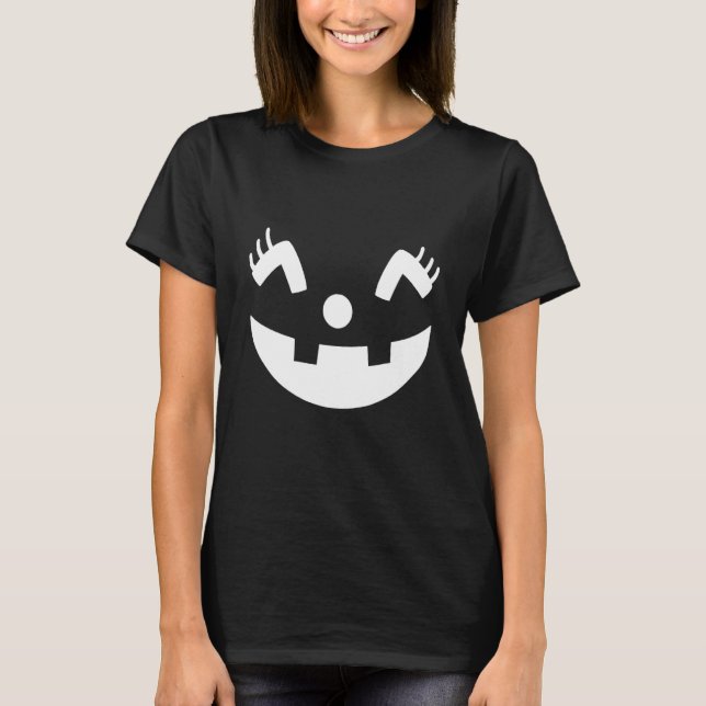 Camiseta Cute Jack O' Lantern Rosto de Abóbora Halloween (Frente)