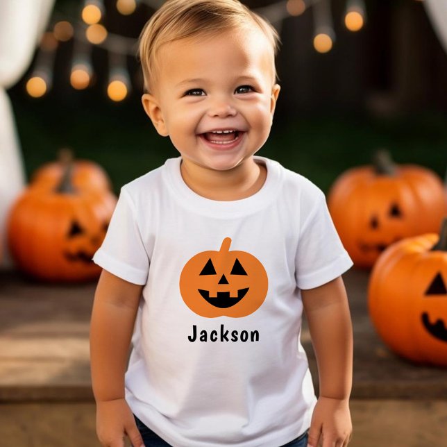 Camiseta Cute Jack O Lanterna Pumpkin Orange Halloween Nome (Criador carregado)