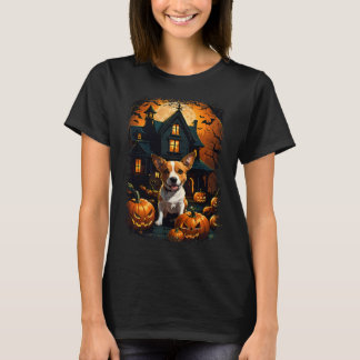 Camiseta Cute Jack Russell, Uma Lua Cheia Assombrada De Cas