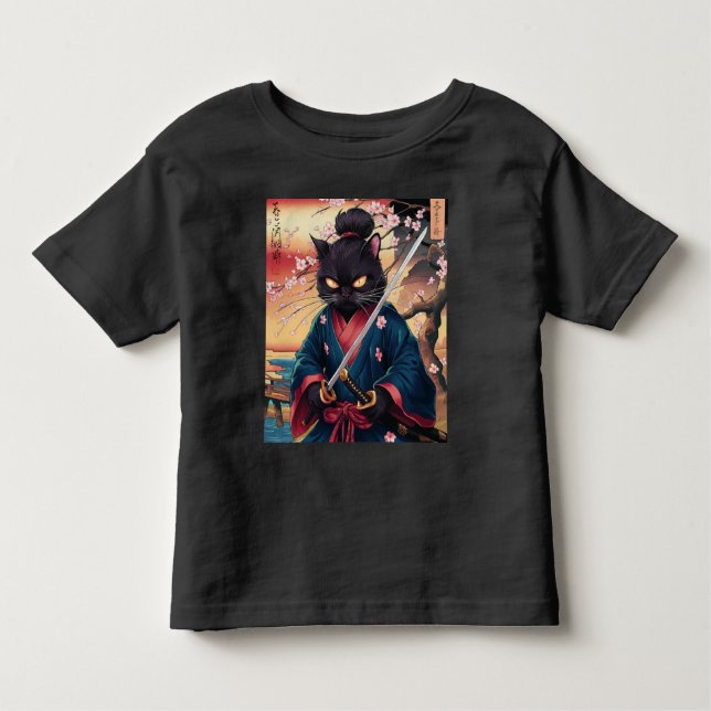Camiseta Cute Japanese Samurai Cat  (Frente)