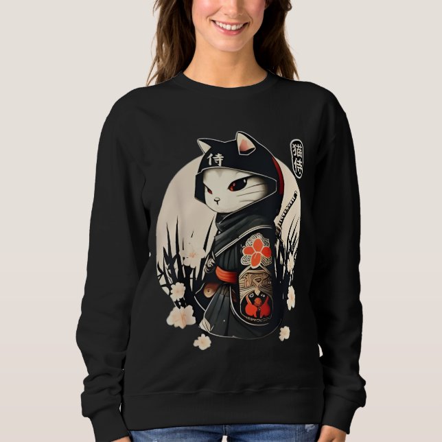 Camiseta Cute Japanese-style Ninja Cat (Frente)