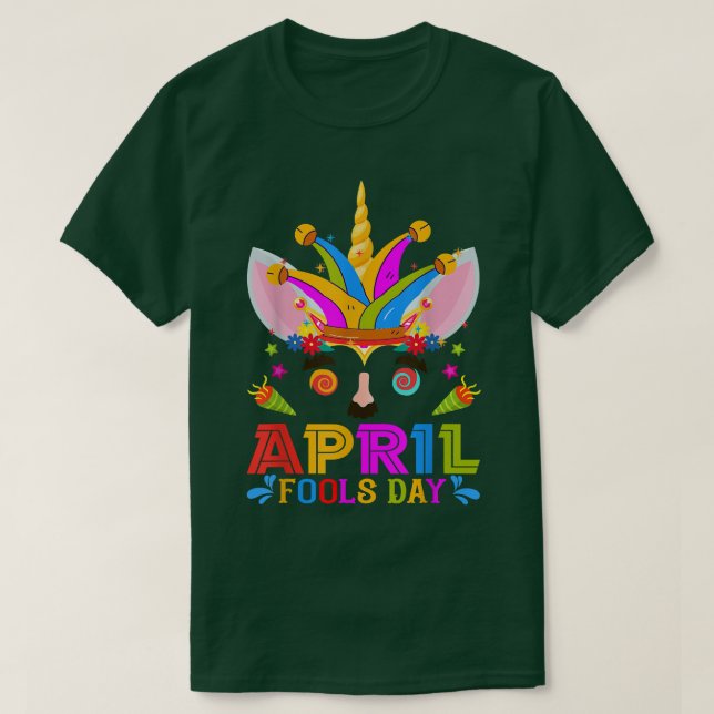 Camiseta Cute Jester Prankster Unicorn April Fool Day Jok (Frente do Design)