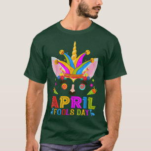 Camiseta Cute Jester Prankster Unicorn April Fool Day Jok