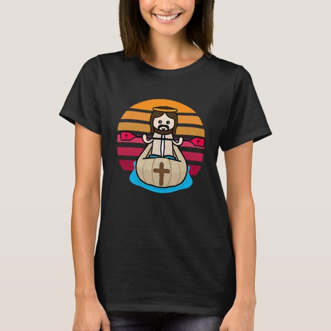 Camiseta Cute Jesus Kayaking  1 (Frente)