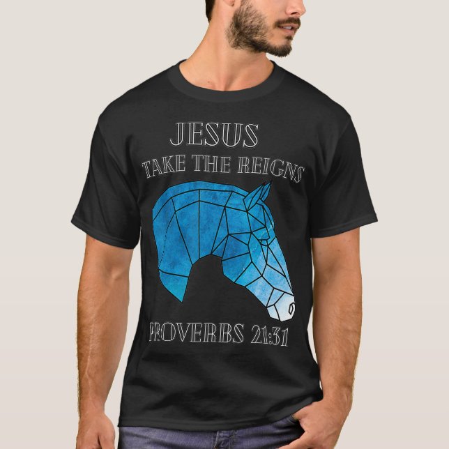 Camiseta Cute Jesus Take The Reins Stained Glass Horse  (Frente)