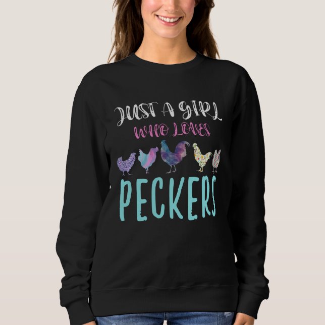 Camiseta Cute Just a Girl Who Love Peckers Chicken Poultry (Frente)