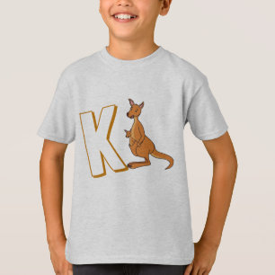 Camiseta Cute K de Canguru - Alfabeto ABCD Inglês para Cria