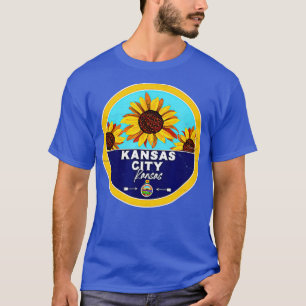 Camiseta Cute Kansas City Kansas KS Crachá de girassol KC