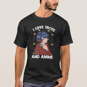 Camiseta Cute Kawaii - Adoro Tacos E Animes - Cara Otaku -
