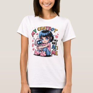 Camiseta 🤖 Cute Kawaii ama meu chatbot só tem Ai para mim