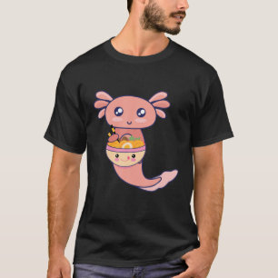 Camiseta CUTE Kawaii Axolotl Comeu Anime Japonês Ramen Noo