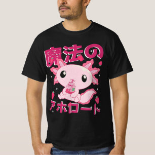 Camiseta Cute Kawaii Axolotl Strawberry Milk Shake Japonês