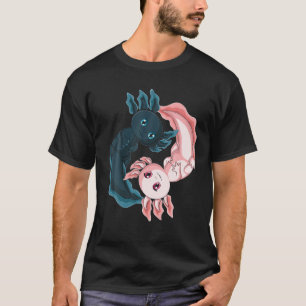 Camiseta Cute Kawaii Axolotl Yin Yang Para Meninos Crianças