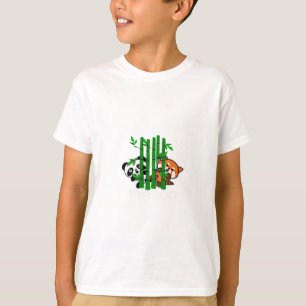 Camiseta Cute Kawaii Baby Panda E Red Panda Bamboo Peeka