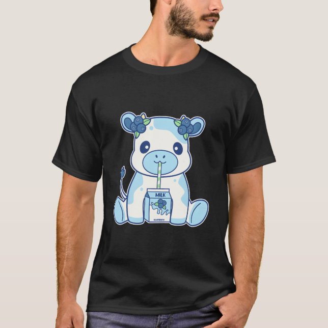 Camiseta Cute Kawaii Blueberry Cow (Frente)