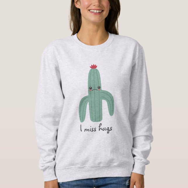 Camiseta Cute Kawaii Cactus Misses Hugs (Frente)