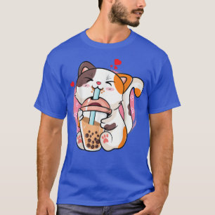 Camiseta Cute Kawaii Cat Boba Bubble Milk Tea Anime Neko Ki