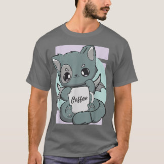 Camiseta Cute Kawaii Cat With Coffee Mug Moka Barista Neko