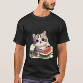 Camiseta Cute Kawaii Cat with Watermelon Summer Art ✨🐾🍉