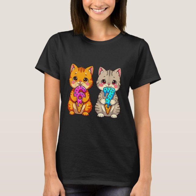 Camiseta Cute Kawaii Cats Neko 67 Drip Meme Funny Six Seven (Frente)