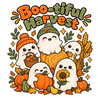 Camiseta Cute Kawaii Fantasma Dourado do Patch de Abóbora d
