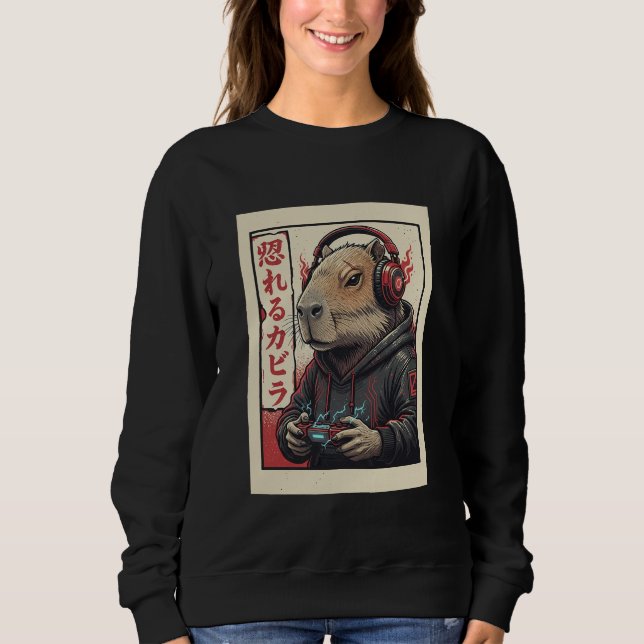 Camiseta Cute Kawaii Gamer Capybara Funny Ramen Retro Japan (Frente)
