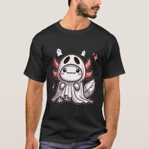 Camiseta Cute Kawaii Halloween Ghost Axolotl