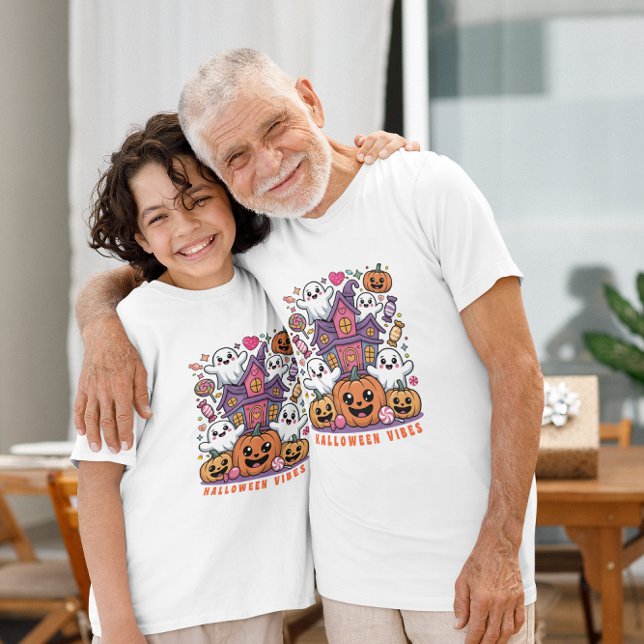 Camiseta Cute Kawaii Halloween Vibes | Ghosts & Pumpkins (Criador carregado)