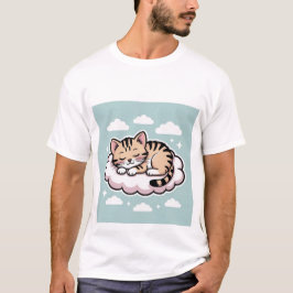 Camiseta Cute Kawaii Kitten Sleeping on a Cloud Sticker ✨☁️