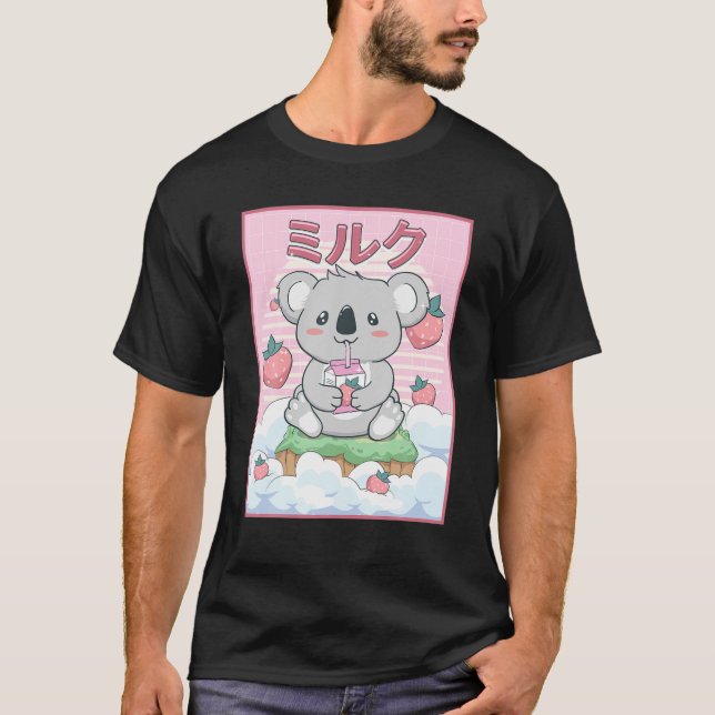 Camiseta Cute Kawaii Koala Urso Leite De Morango (Frente)