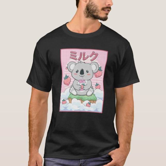 Camiseta Cute Kawaii Koala Urso Leite De Morango (Frente)