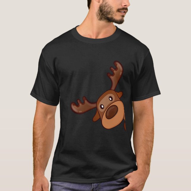 Camiseta Cute Kawaii Moose Veado Funny Alaska Moose (Frente)