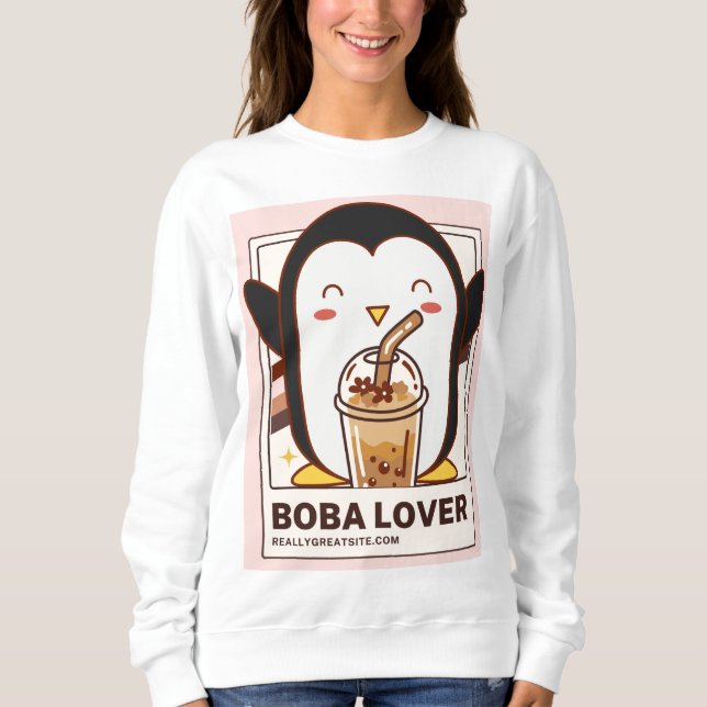 Camiseta Cute Kawaii Penguin Boba Lover (Frente)