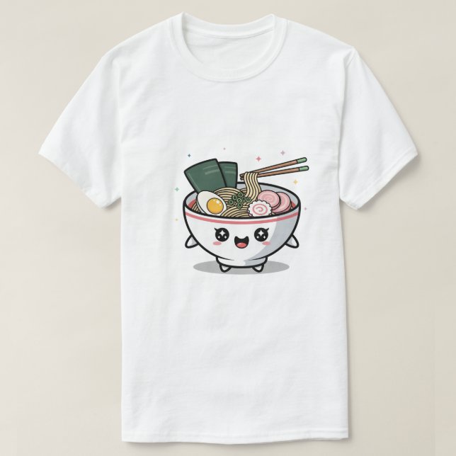 Camiseta Cute Kawaii Ramen Bowl (Frente do Design)