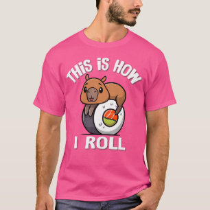 Camiseta Cute Kawaii Sushi Como Eu Rolo Capybara