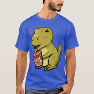 Camiseta Cute Kawaii T-Rex Dinosaur ama Bebendo Boba Tea