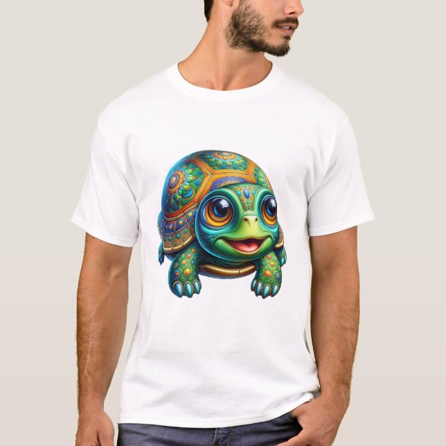 Camiseta Cute Kawaii Turtle Clipart  (Frente)