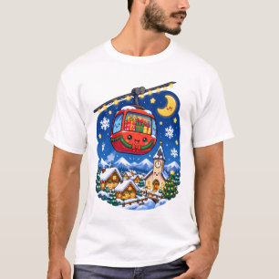 Camiseta Cute Kawaii Vila de Natal de Gôndola
