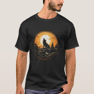 Camiseta Cute Kawaii Wolf Howling Na Lua Kids Alaskan