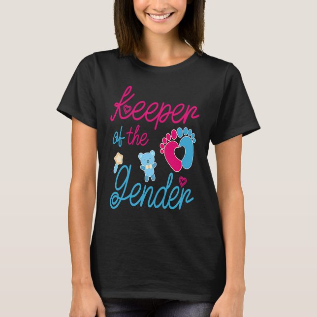 Camiseta Cute Keeper of Gender  baby reveal party idea (Frente)